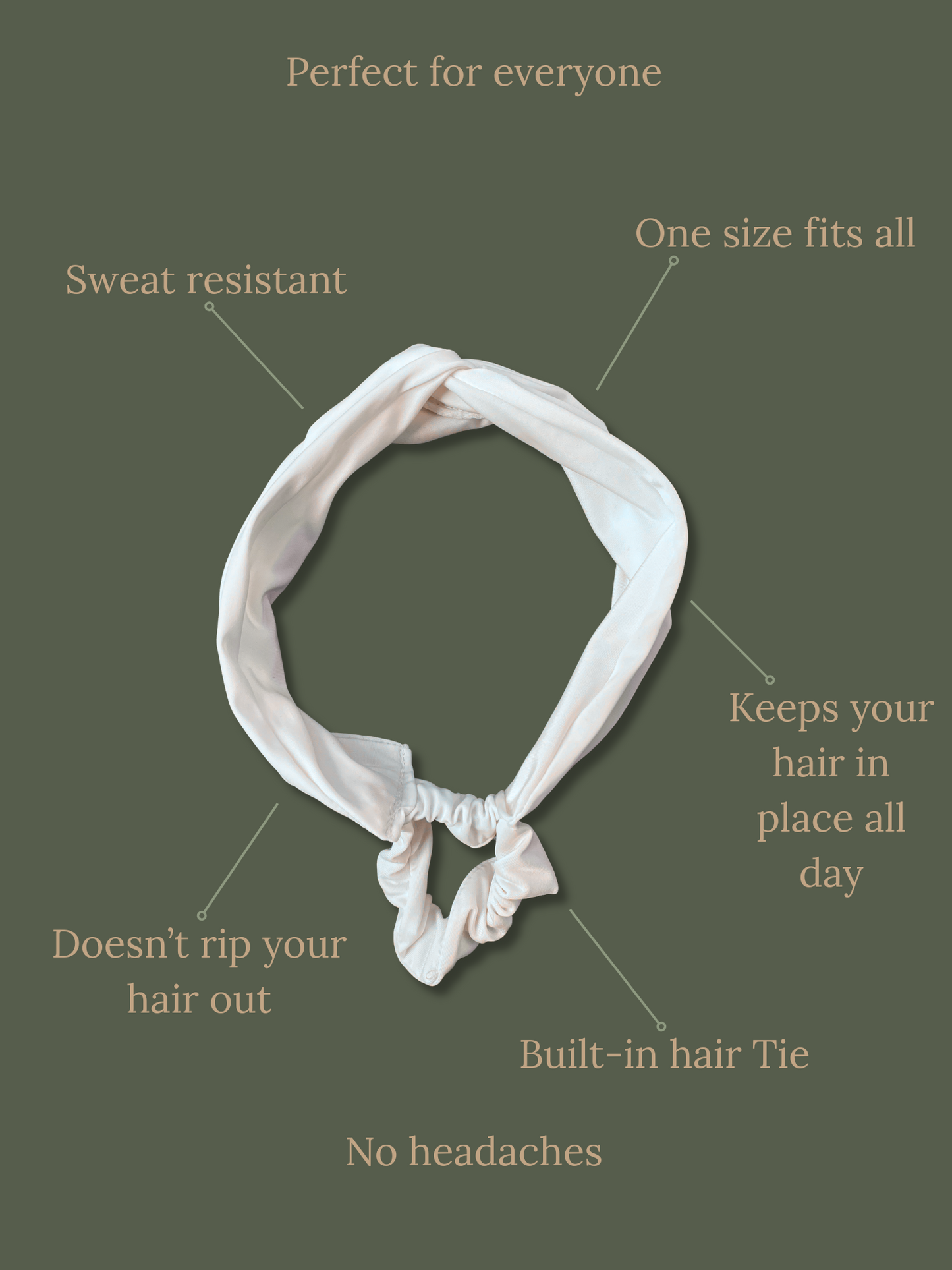 Olive Green Laze Headband in full circular view - athletic no-slip headband with stretch and stylish Olive design
