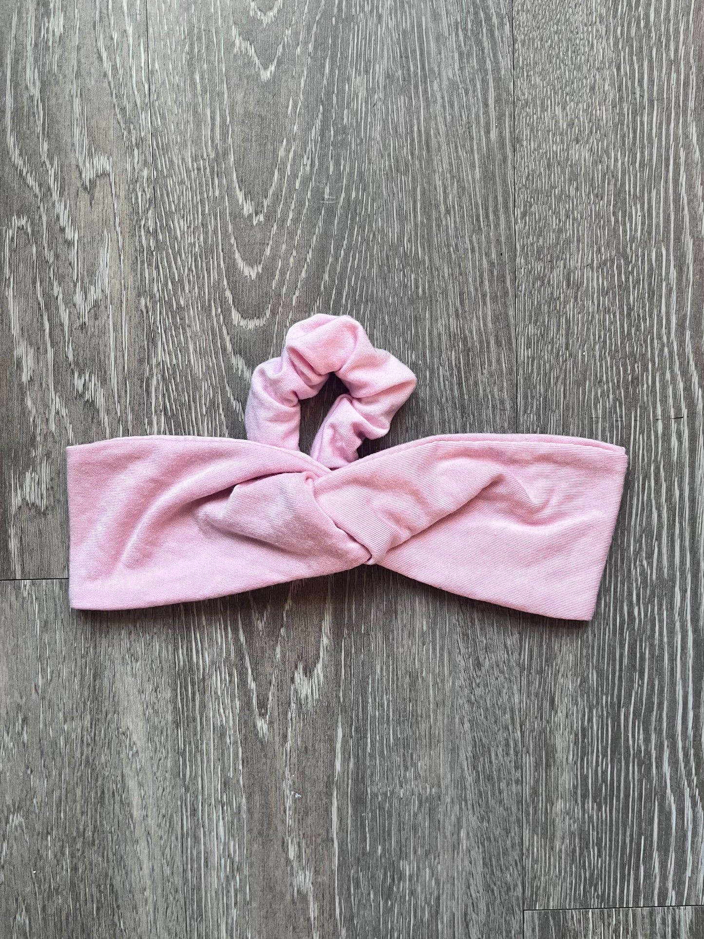 Soft Blush Pink Twist Laze Headband - Built-in Hair tie for Comfort, Motion and Style