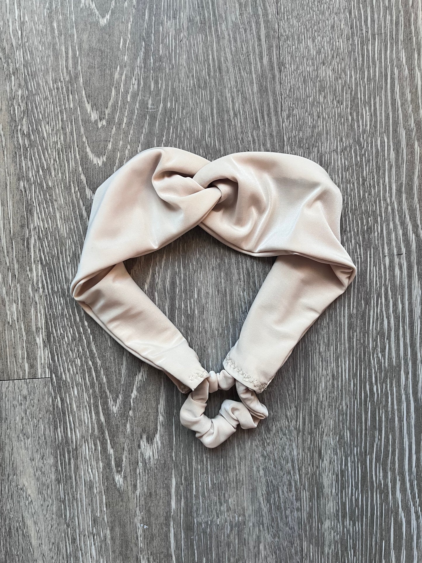 Beige Laze Headband - Built-In Hair Tie for Comfort, Motion and Style